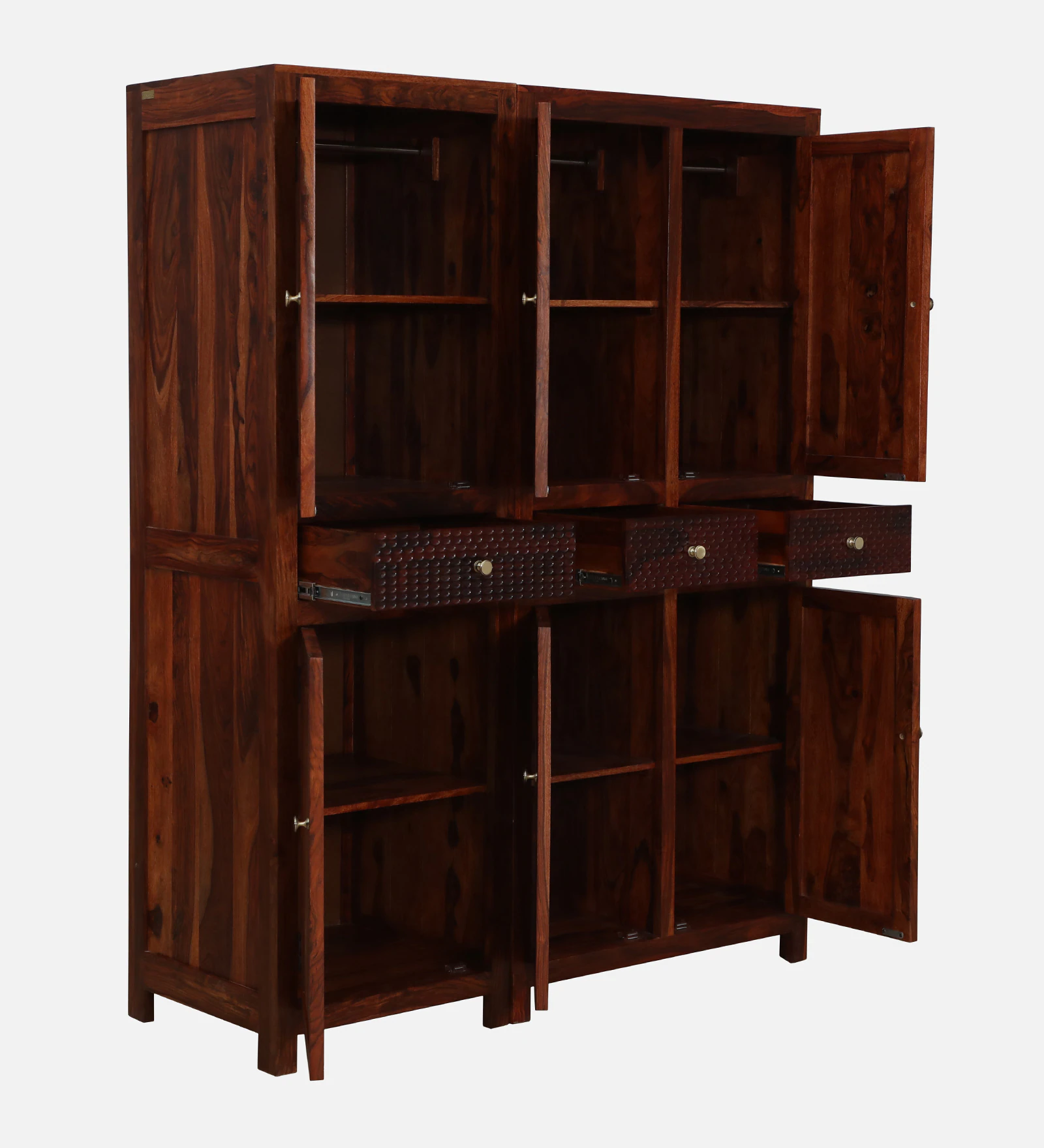 3. Modern Solid Wood Bedroom Wardrobe with Spacious Shelves and Hanging Space - Image 2