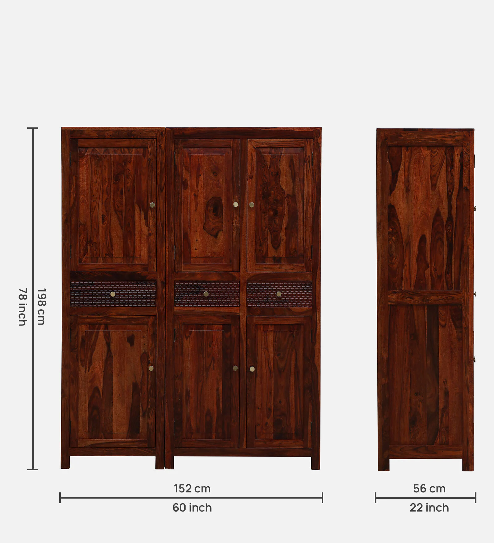 3. Modern Solid Wood Bedroom Wardrobe with Spacious Shelves and Hanging Space - Image 3