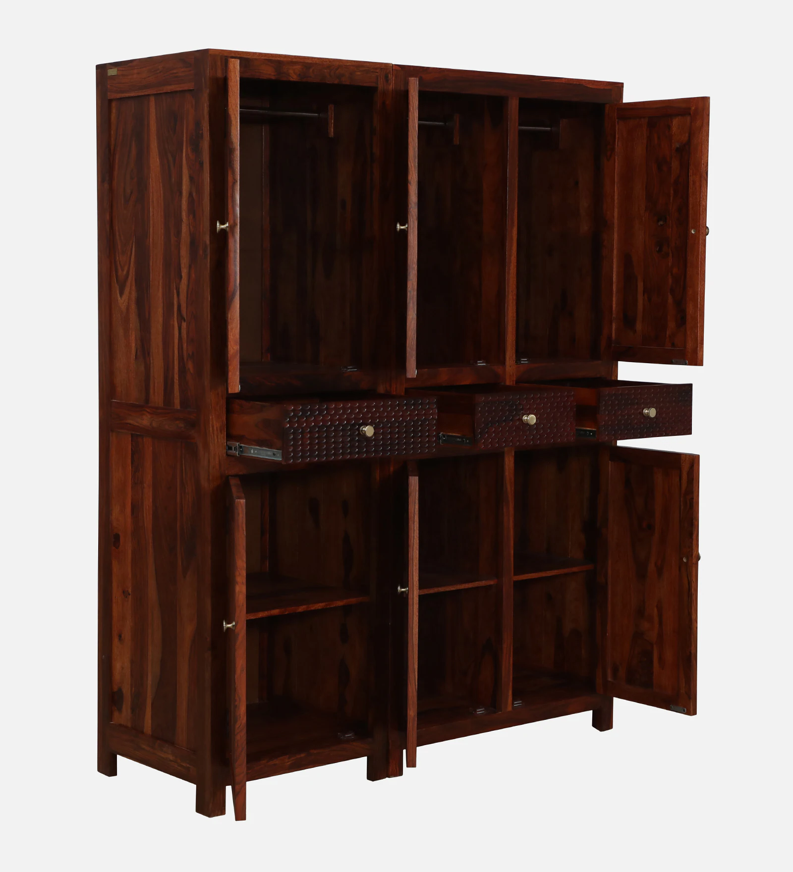 3. Modern Solid Wood Bedroom Wardrobe with Spacious Shelves and Hanging Space - Image 7