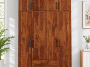 6. Luxury Solid Sheesham Wood Wardrobe with Multiple Storage Compartments