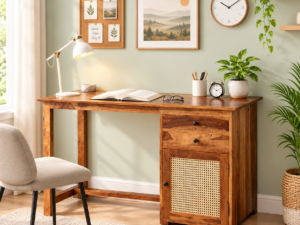 7. Handcrafted Sheesham Wood Study Table for Modern Home Interiors