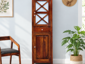 Classic Solid Sheesham Wood Single Door Bedroom Storage Wardrobe