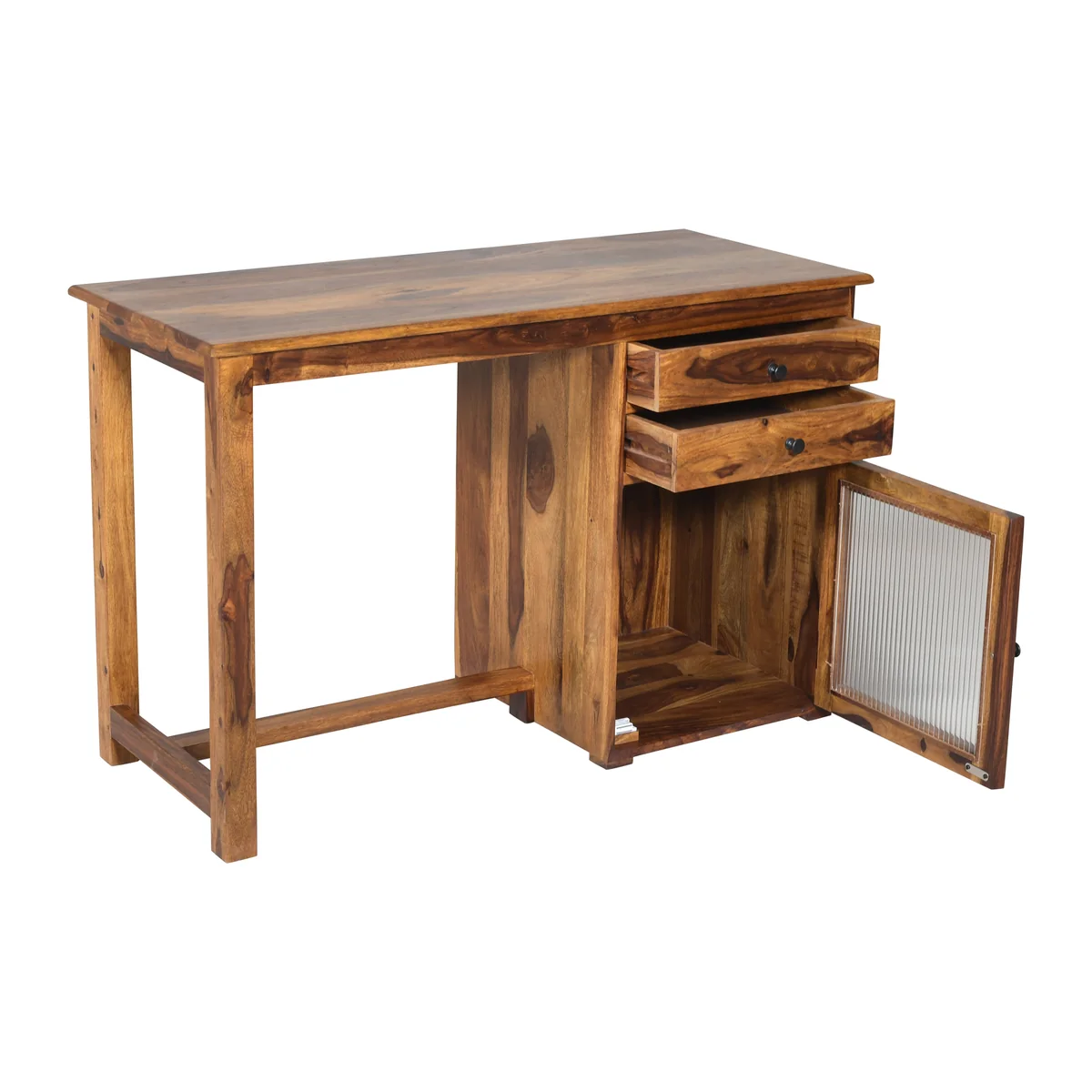 8. Minimalist Wooden Work Desk with Storage Cabinet and Spacious Design - Image 3
