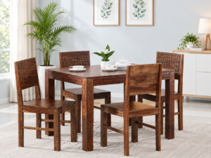 Arden Elegant Solid Wood 4 Seater Dining Table with Chairs