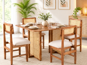 Avira Modern Solid Wood 4 Seater Dining Set for Home