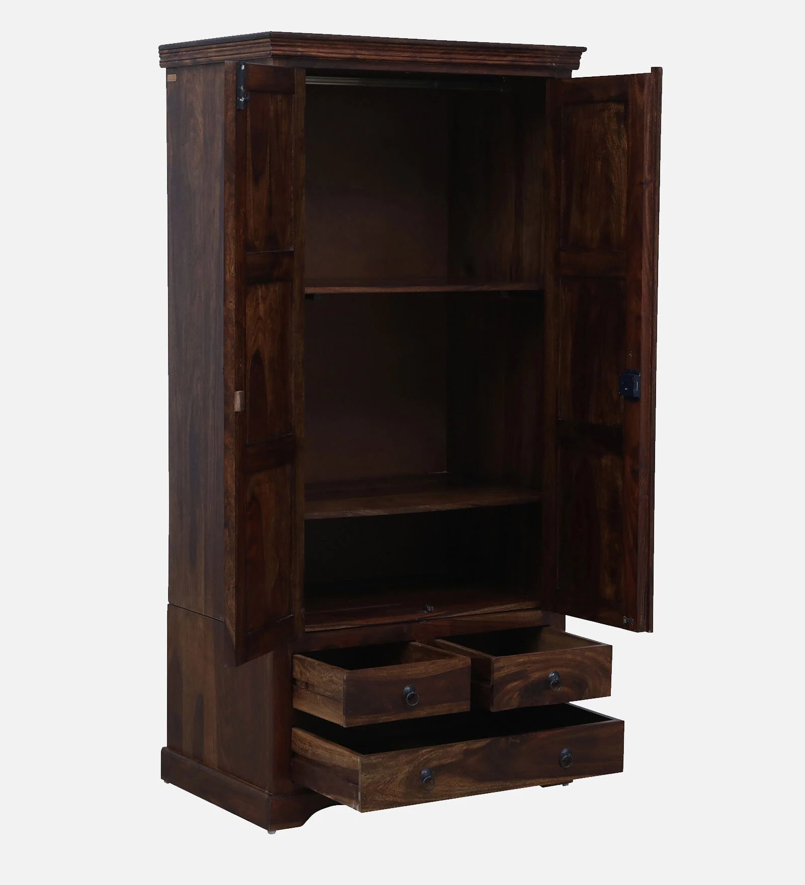 Classic Handcrafted Sheesham Wood 2 Door Storage Cabinet - Image 5