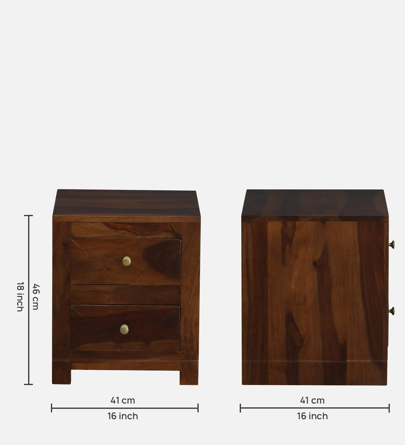 Classic Solid Sheesham Wood Bedside Table with Storage - Image 3