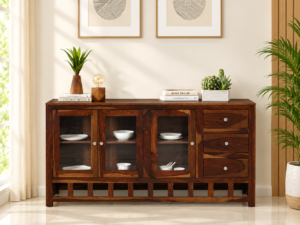 Classic Solid Sheesham Wood Crockery Storage Cabinet