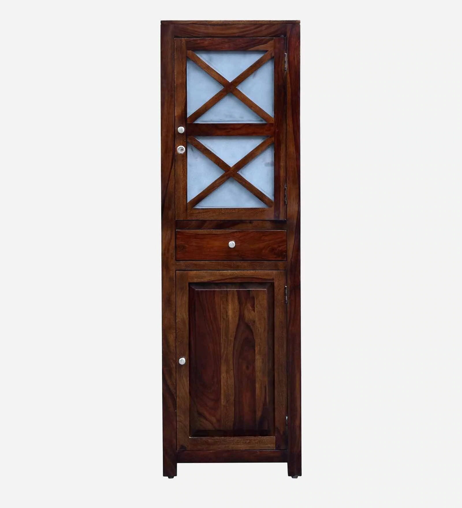 Classic Solid Sheesham Wood Single Door Bedroom Storage Wardrobe - Image 7
