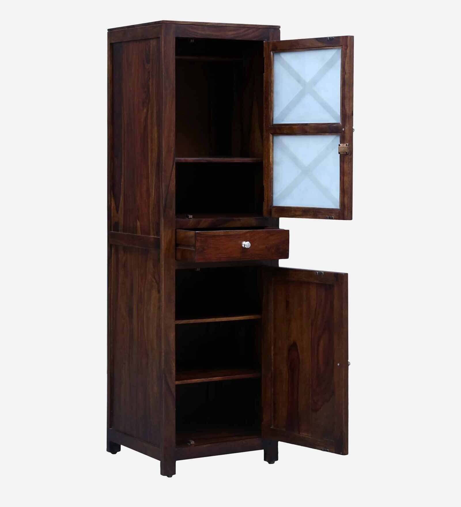 Classic Solid Sheesham Wood Single Door Bedroom Storage Wardrobe - Image 6