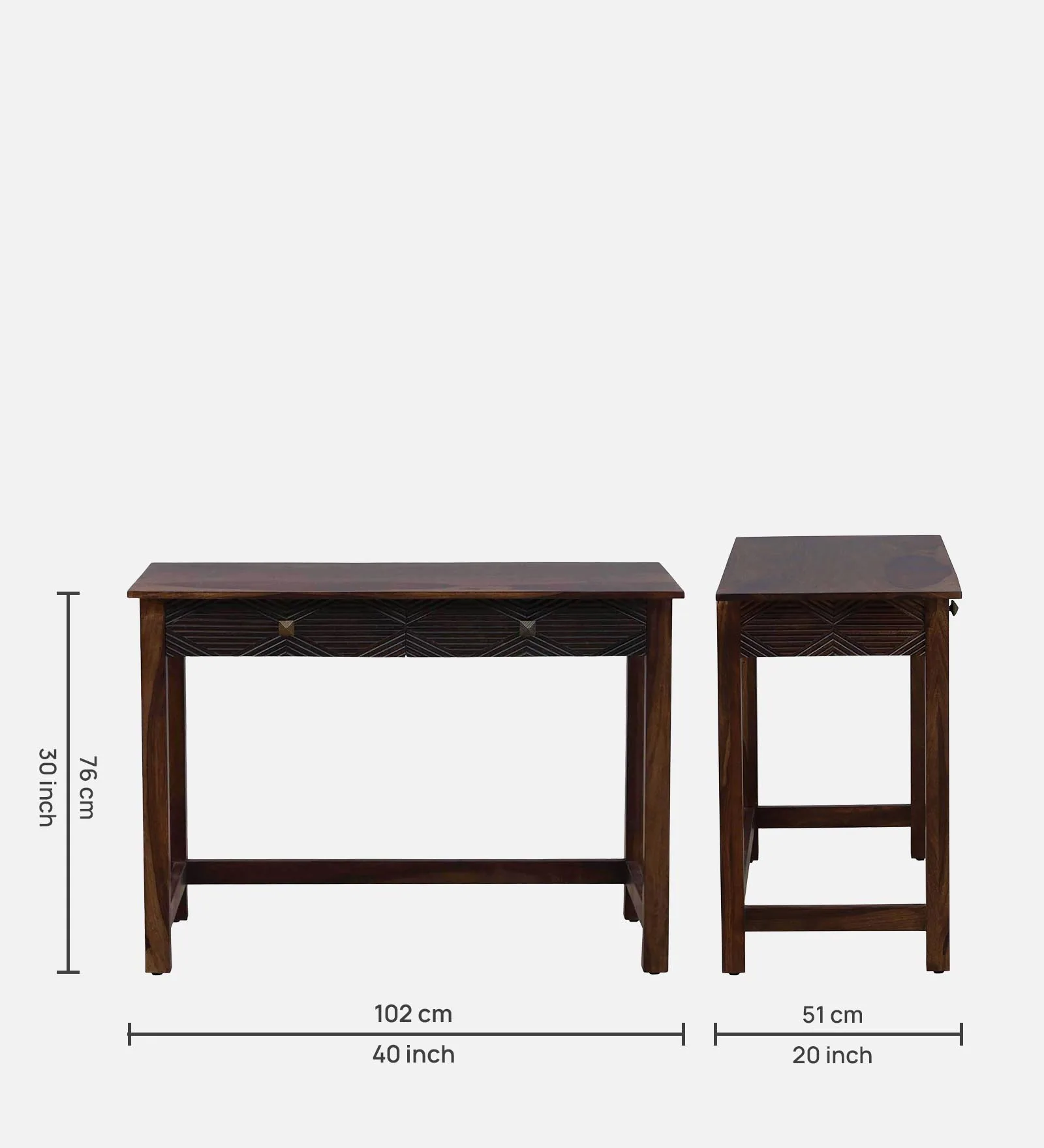 Classic Solid Sheesham Wood Study Table with Open Storage Shelf - Image 3