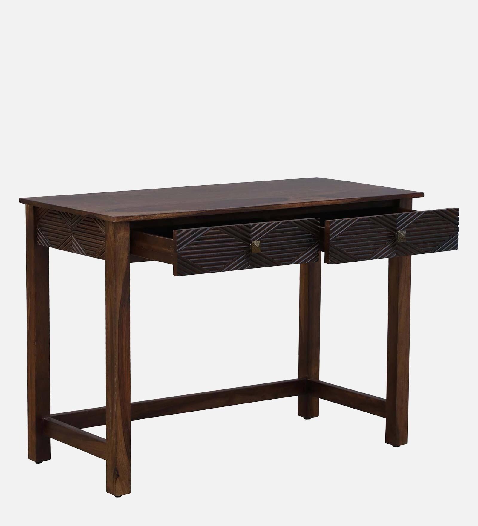 Classic Solid Sheesham Wood Study Table with Open Storage Shelf - Image 6