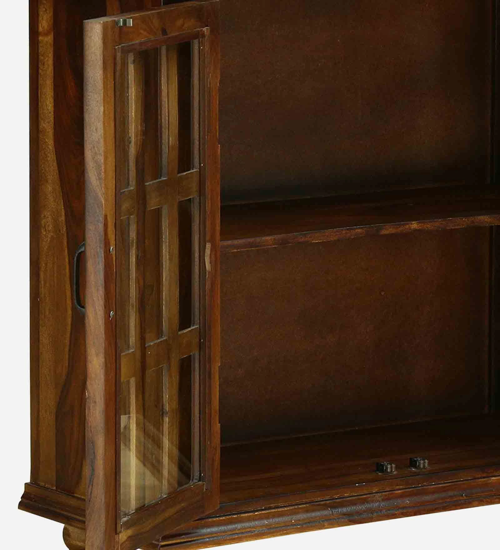 Classic Wooden Crockery Storage Unit with Glass Display Doors - Image 4