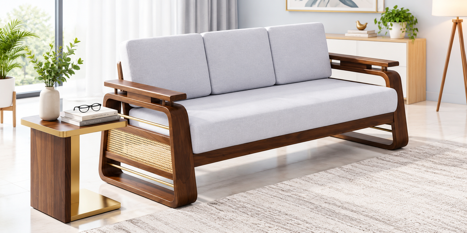 Classic Wooden Frame Luxury Comfort 3 Seater Sofa for Home