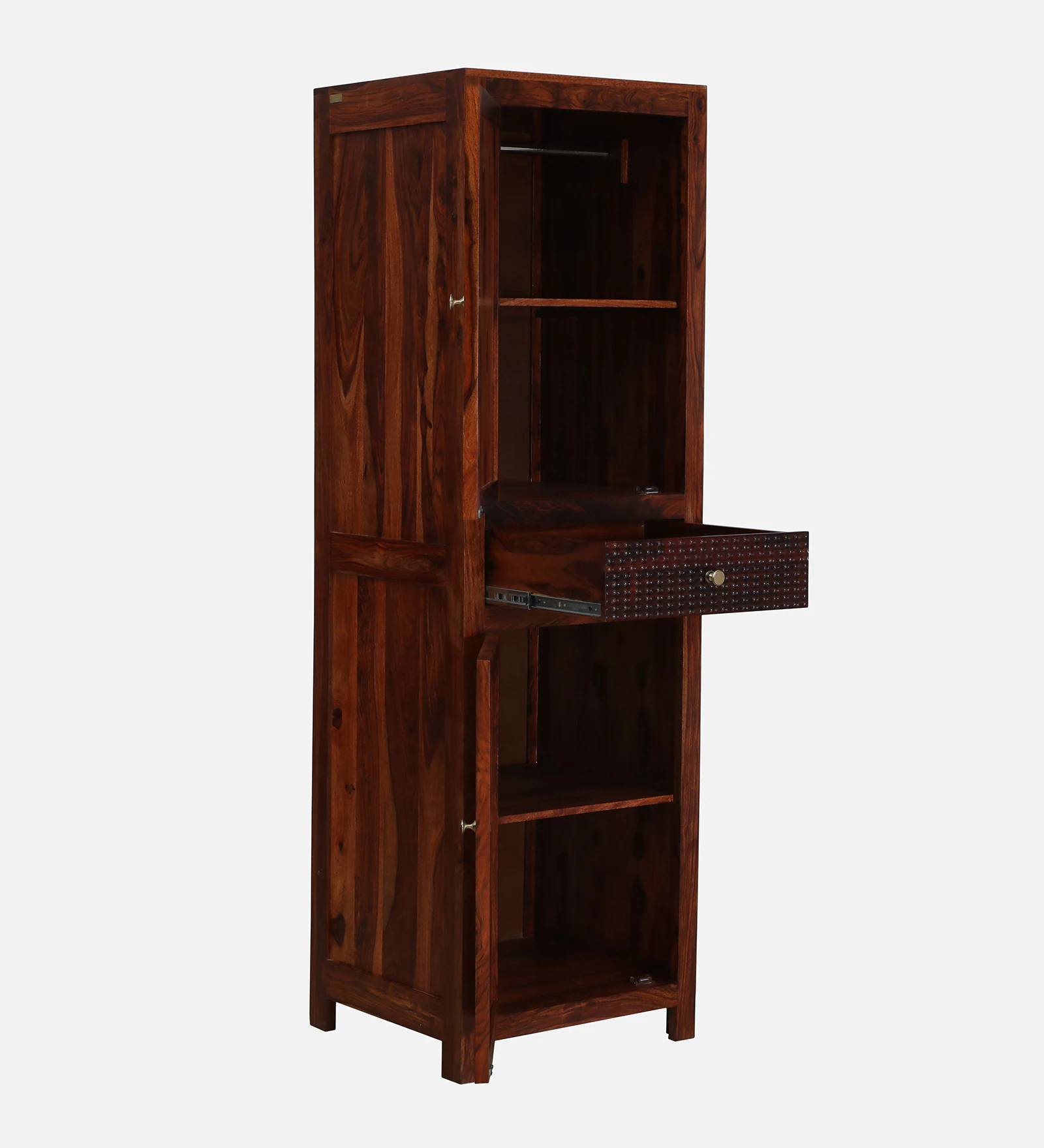 Elegant Handcrafted Sheesham Wood One Door Wardrobe for Bedroom - Image 6