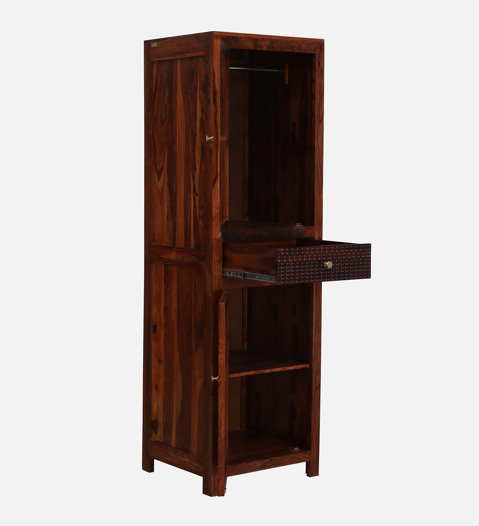 Elegant Handcrafted Sheesham Wood One Door Wardrobe for Bedroom - Image 7