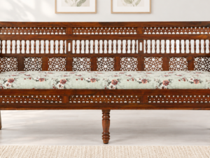Elegant Natural Finish Sheesham Wood Comfortable 3 Seater Sofa