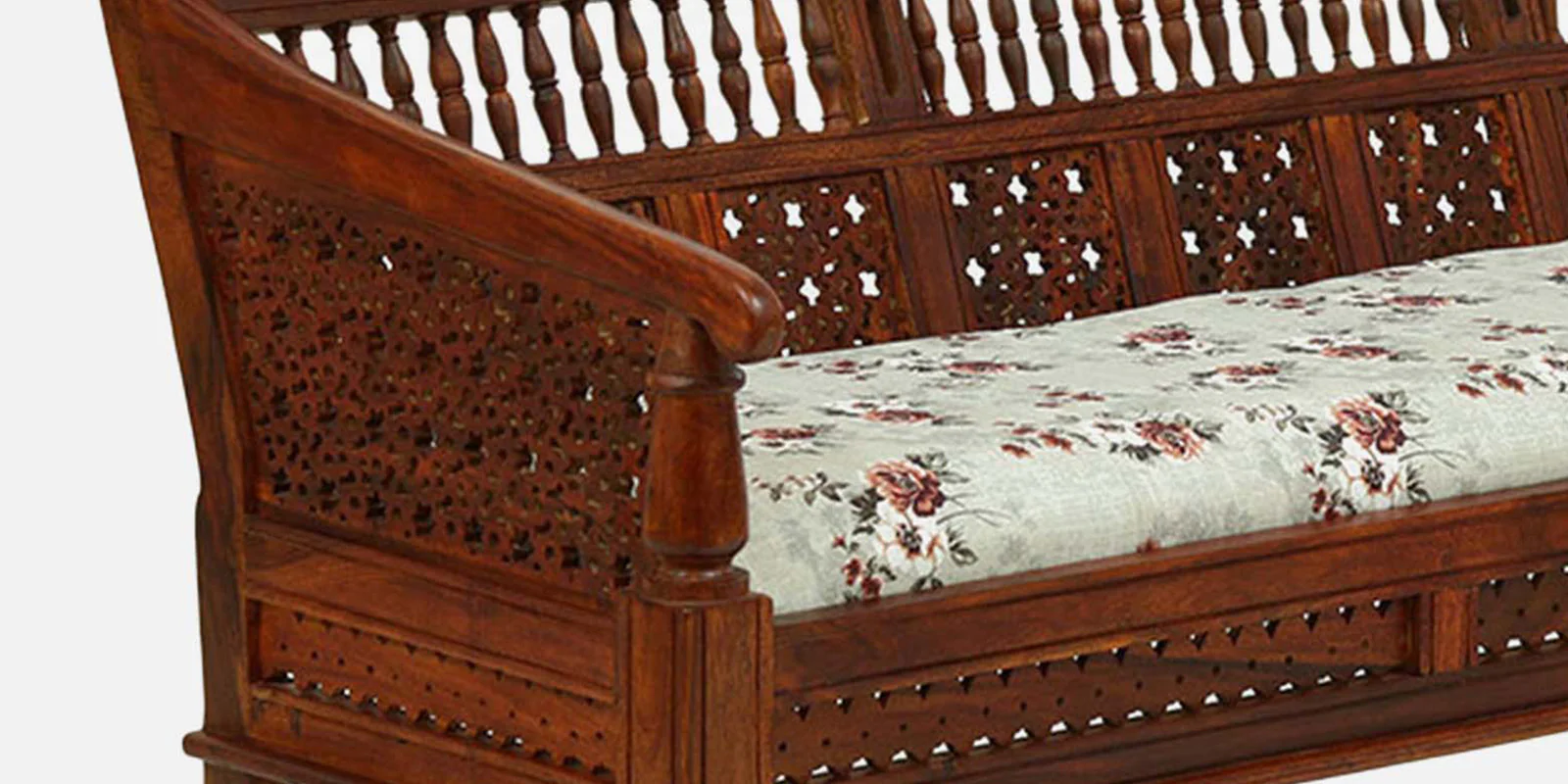 Elegant Natural Finish Sheesham Wood Comfortable 3 Seater Sofa - Image 2