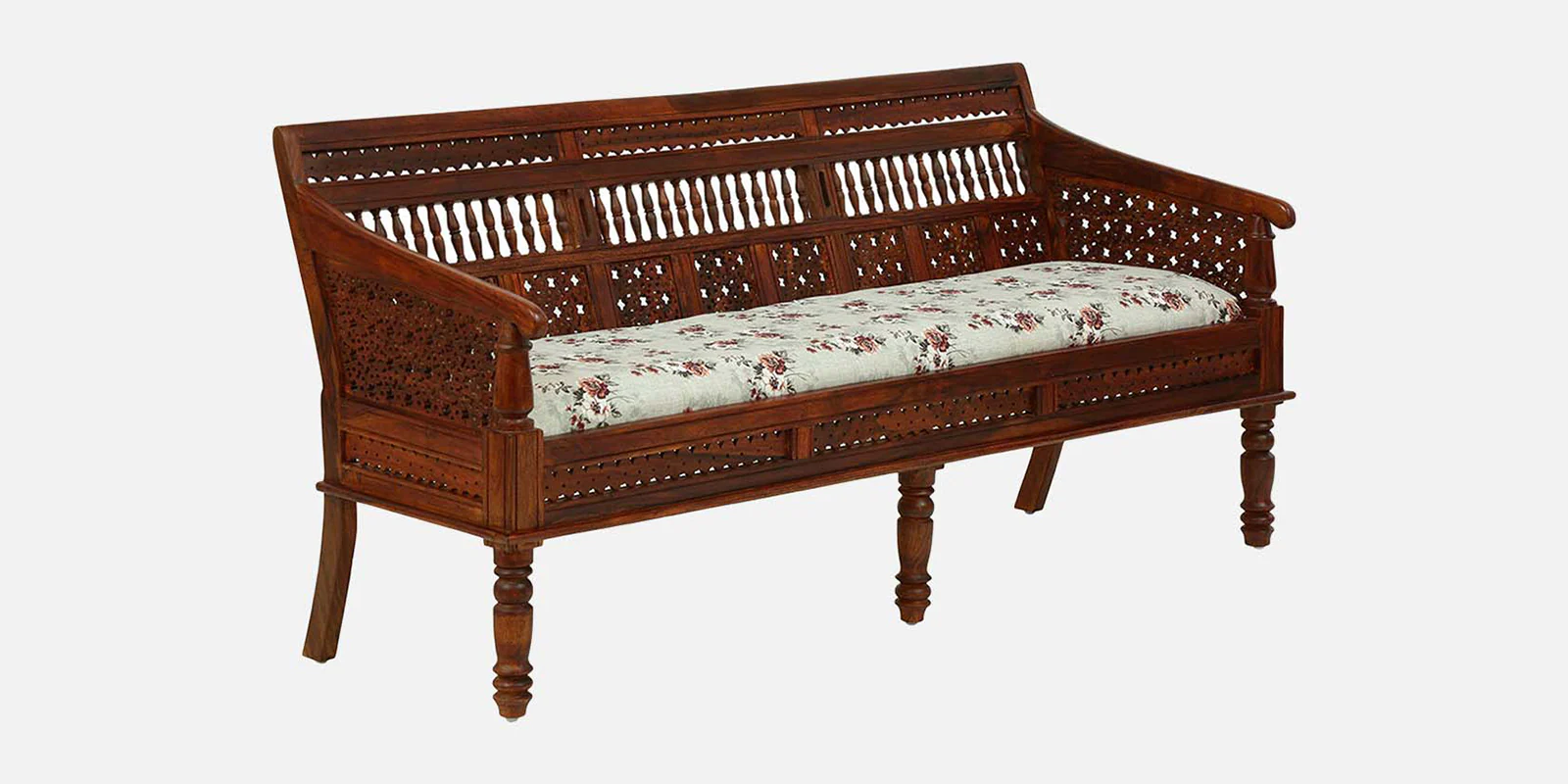 Elegant Natural Finish Sheesham Wood Comfortable 3 Seater Sofa - Image 5