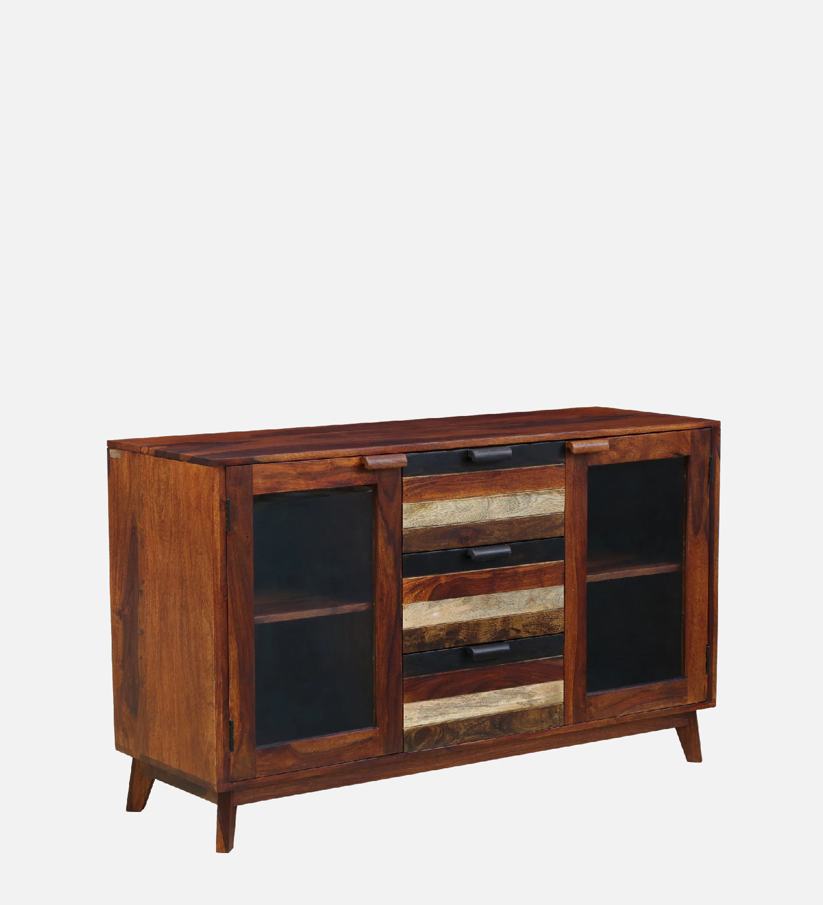 Elegant Solid Sheesham Wood Crockery Cabinet with Glass Doors - Image 6
