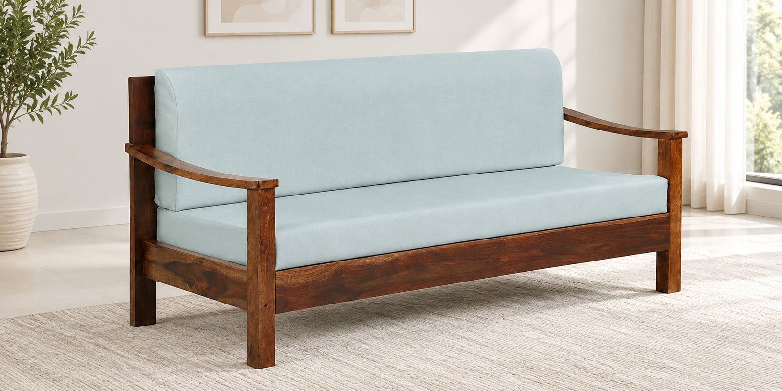 Elegant Solid Wood Classic Design 3 Seater Sofa for Home