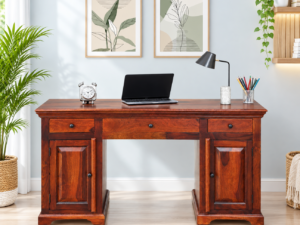 Elegant Wooden Study Table with Spacious Writing Surface