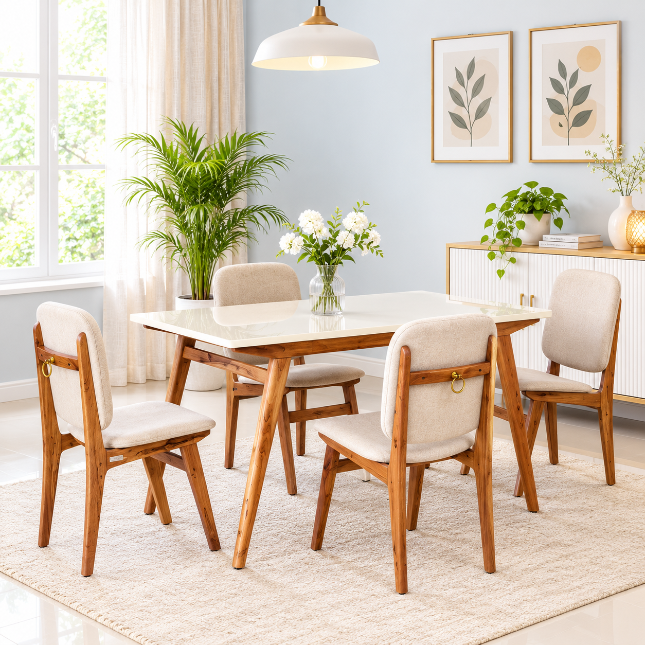 Evara Premium Sheesham Wood 4 Seater Dining Set for Home