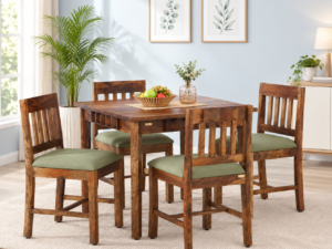 Haven Natural Finish Sheesham Wood 4 Seater Dining Room Set