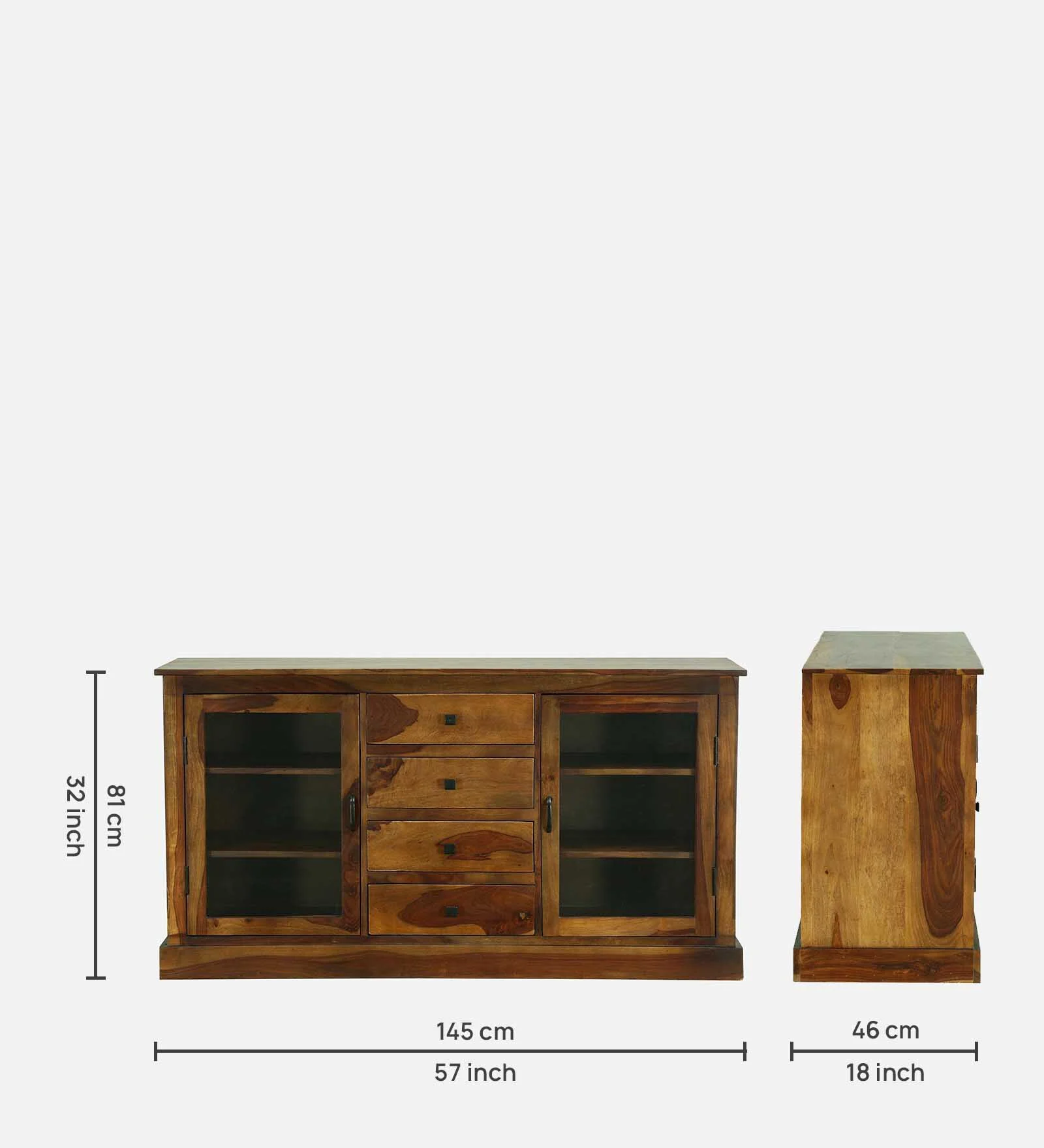 Luxury Solid Sheesham Wood Crockery Cabinet for Dining Room - Image 2