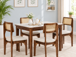 Marlow Premium Solid Wood 4 Seater Dining Table and Chair Set