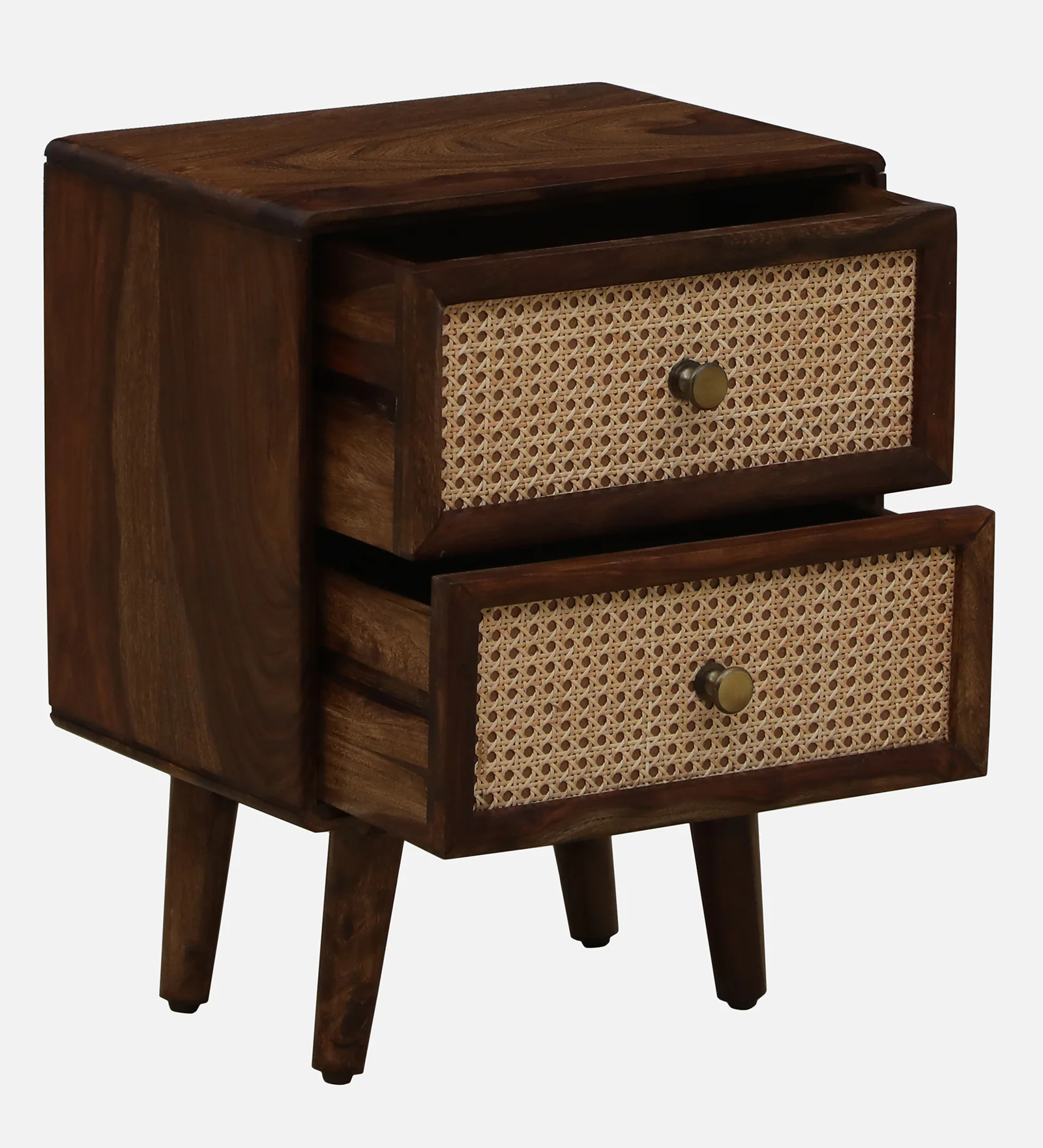 Modern Natural Finish Wooden Bedside Table - Image 4