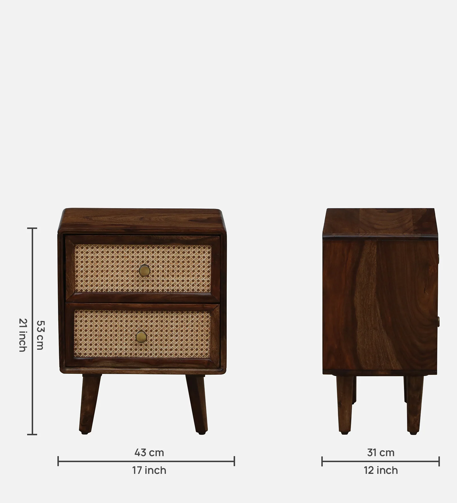 Modern Natural Finish Wooden Bedside Table - Image 5
