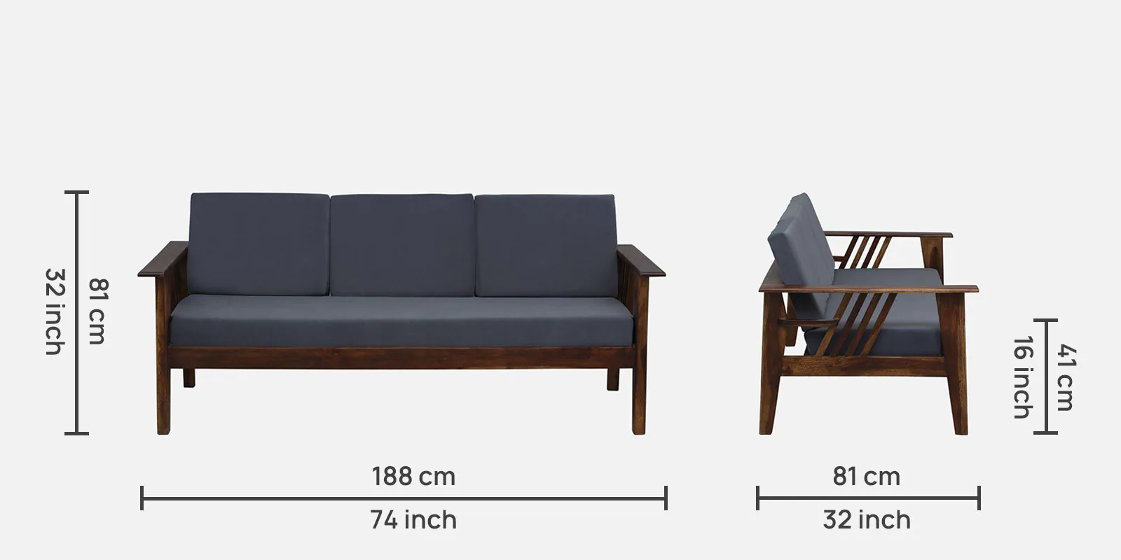 Natural Sheesham Wood Elegant Family Seating 3 Seater Sofa - Image 4