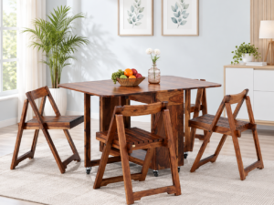 Oakley Classic Natural Sheesham Wood 4 Seater Dining Table Set