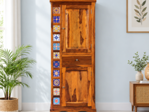 Premium Natural Wooden Single Door Clothes Storage Almirah