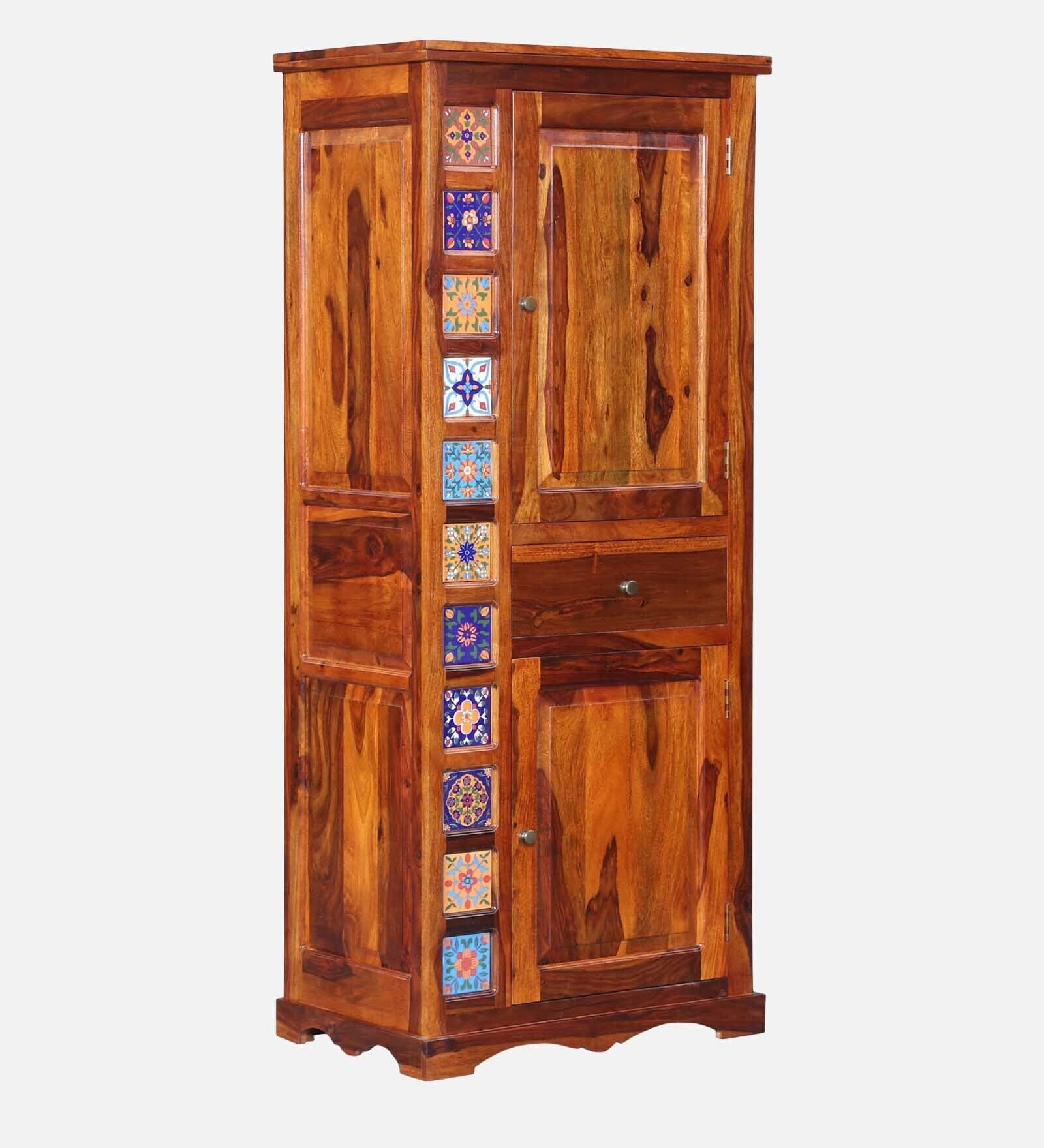 Premium Natural Wooden Single Door Clothes Storage Almirah - Image 2