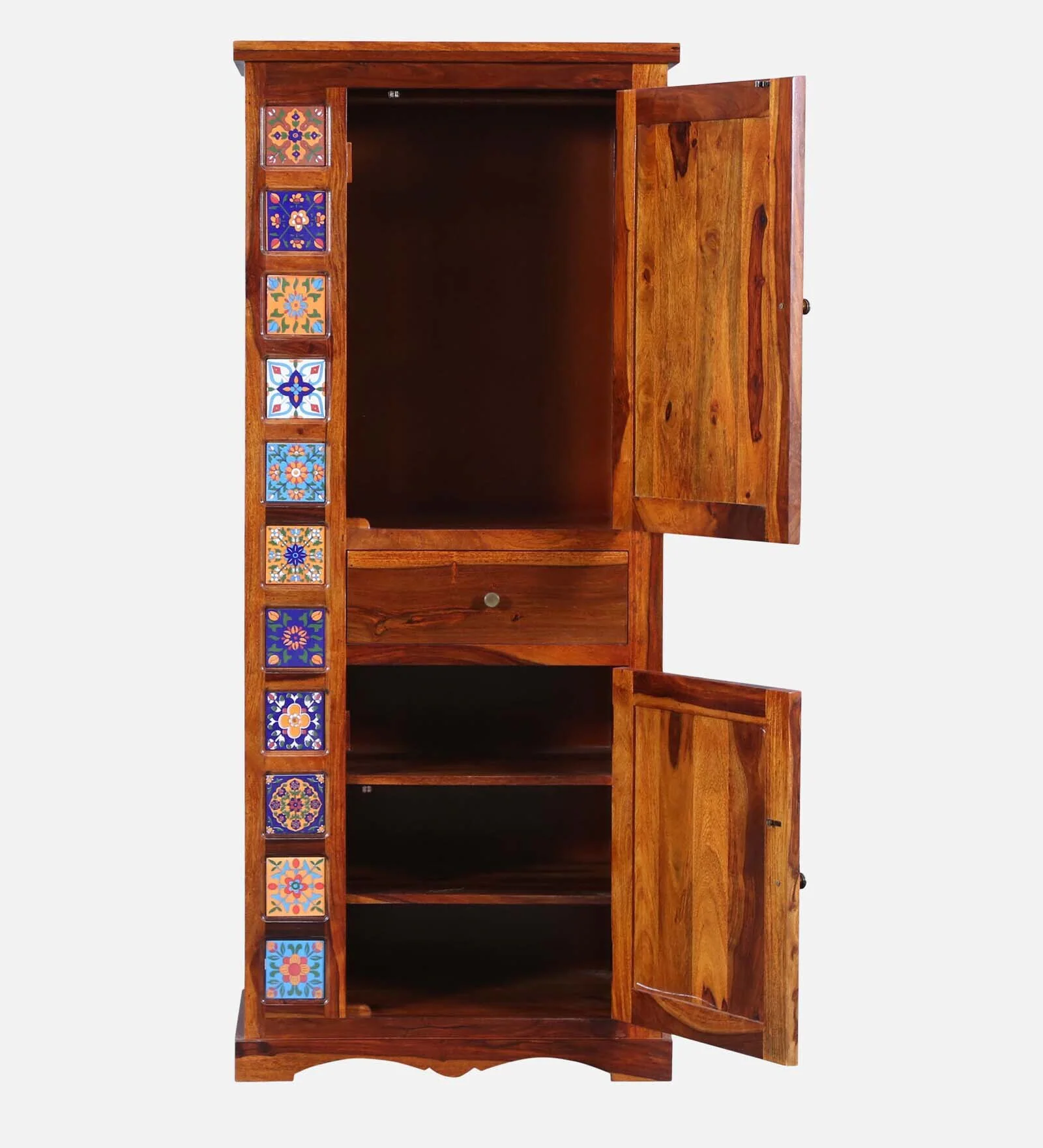 Premium Natural Wooden Single Door Clothes Storage Almirah - Image 4