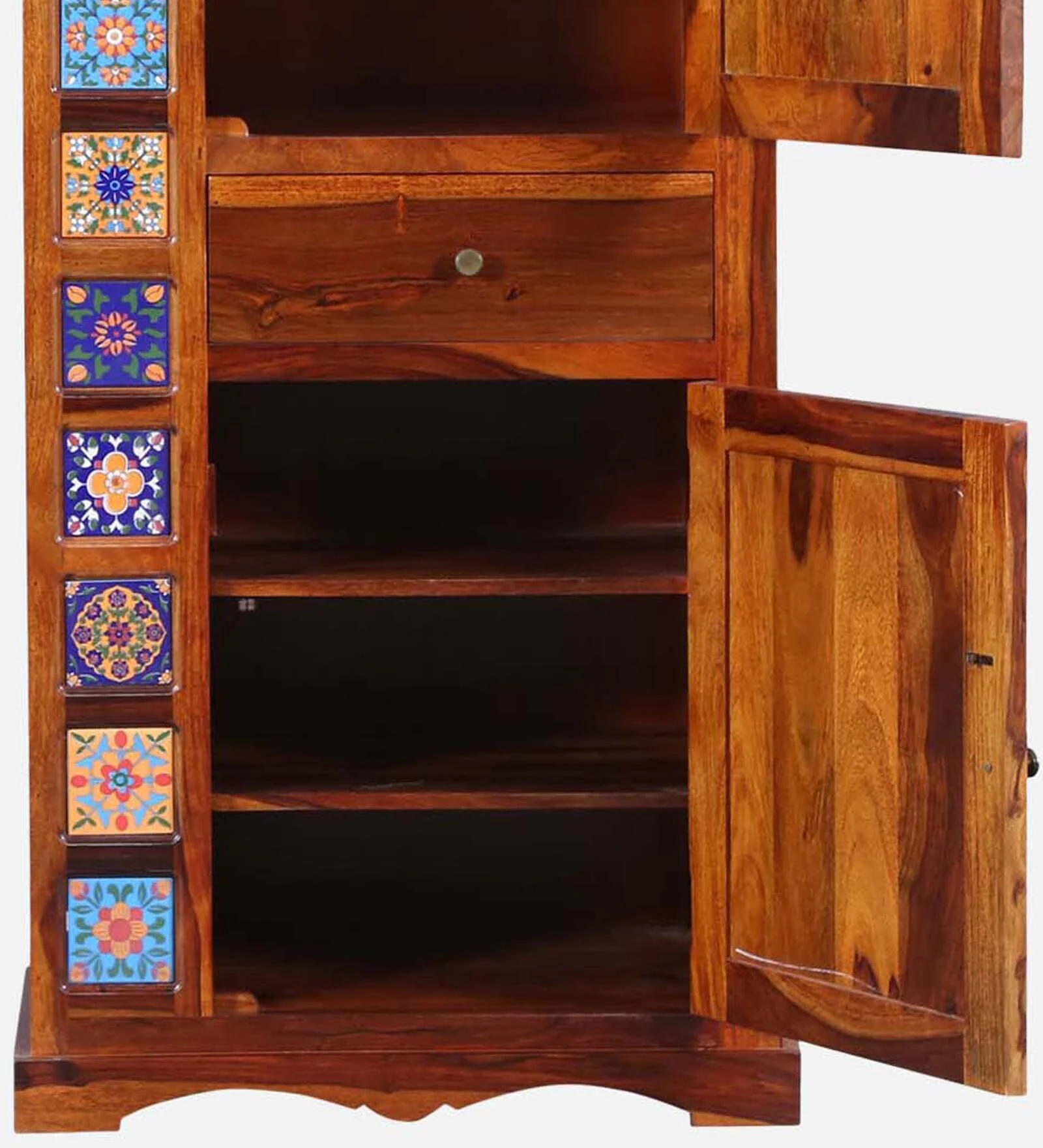 Premium Natural Wooden Single Door Clothes Storage Almirah - Image 5