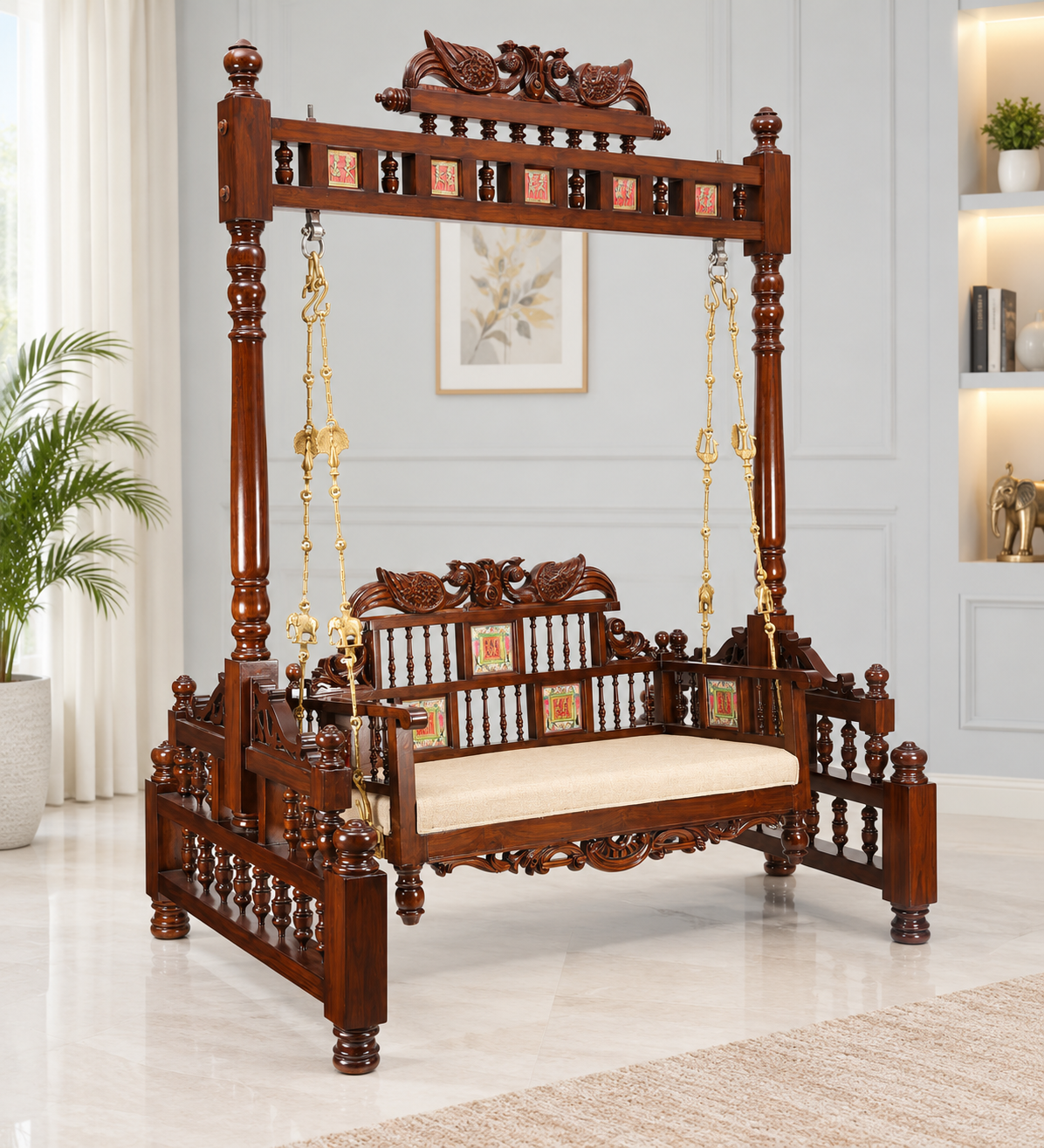 Premium Sheesham Wood Designer Swing for Living Room