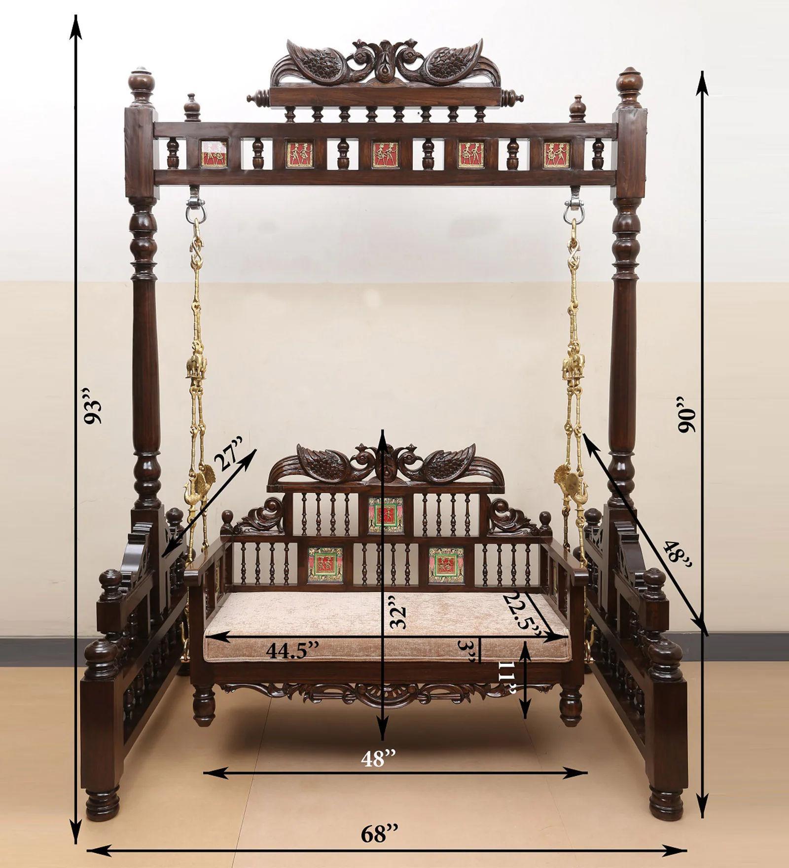 Premium Sheesham Wood Designer Swing for Living Room - Image 3