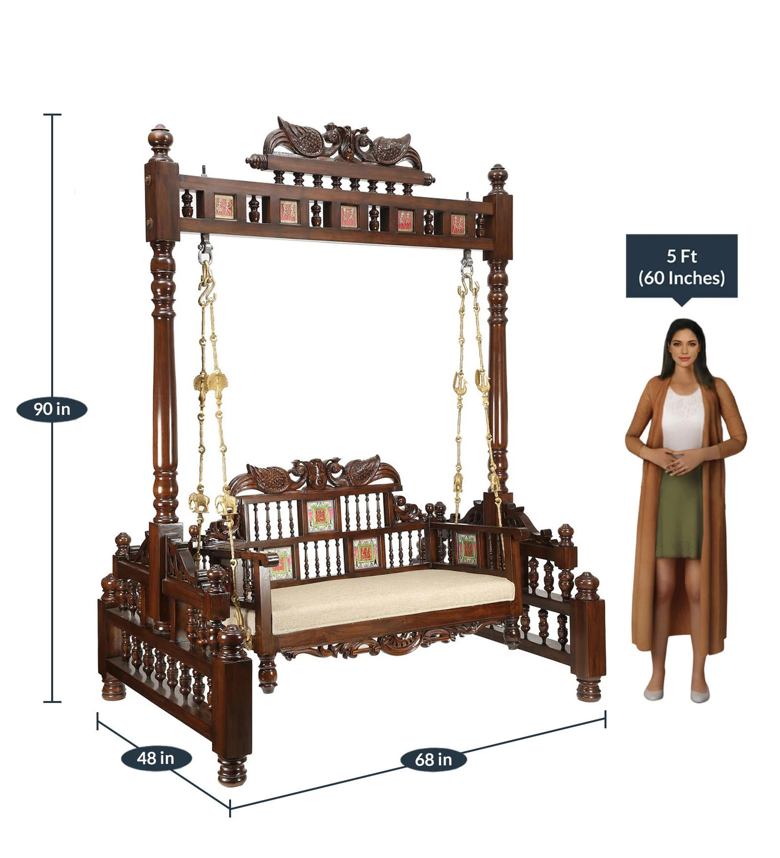 Premium Sheesham Wood Designer Swing for Living Room - Image 5