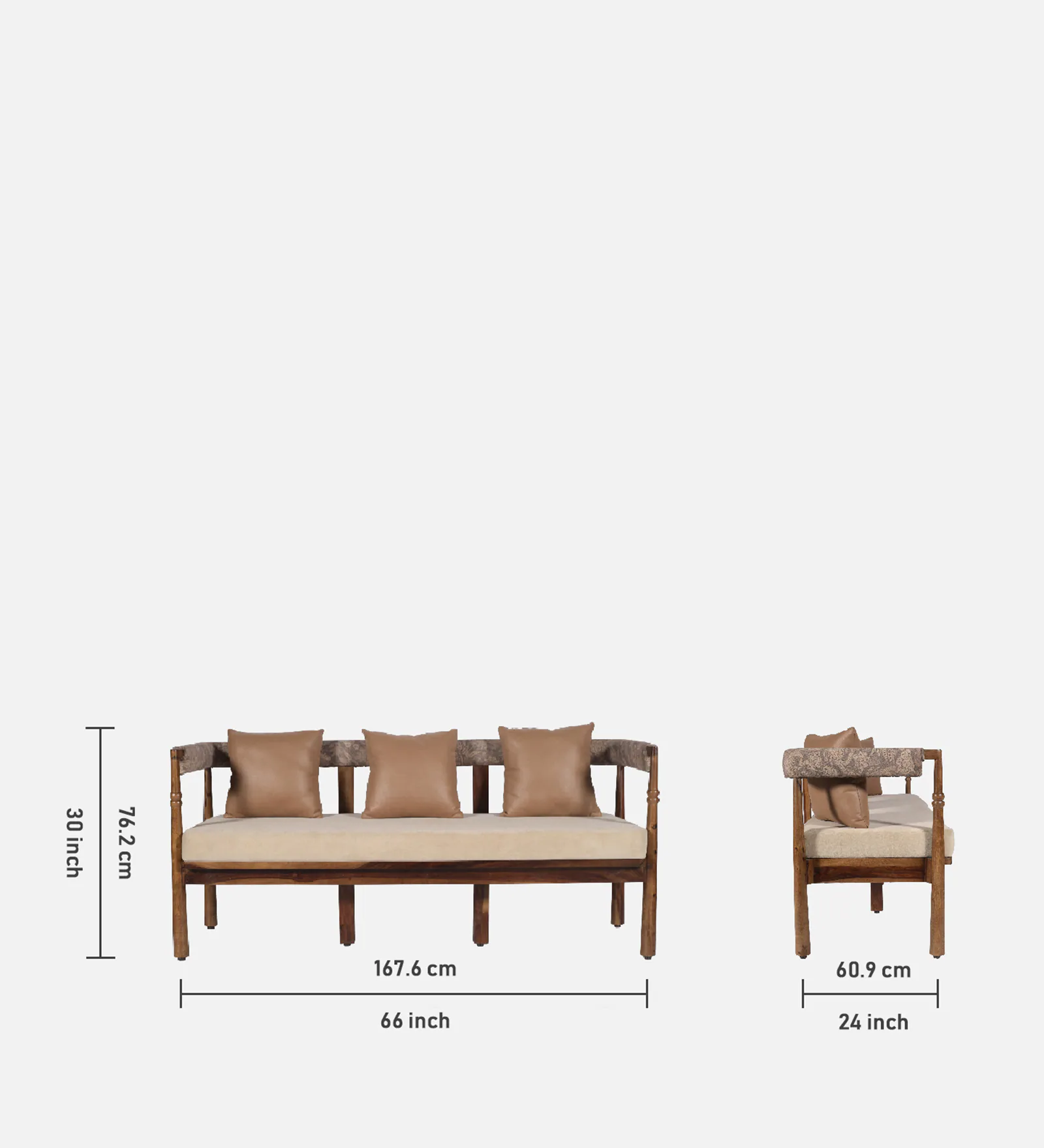 Modern Natural Wood Premium Comfort 3 Seater Living Room Sofa - Image 6