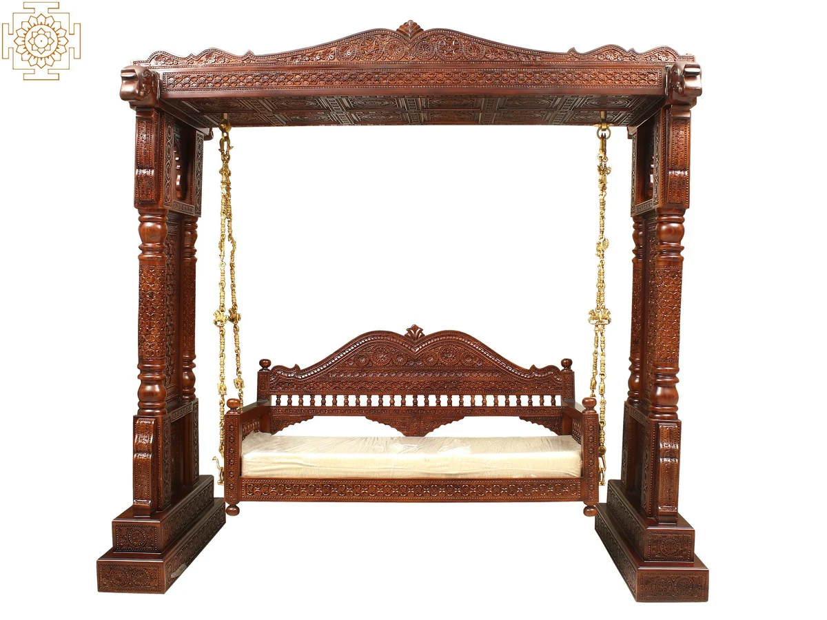 Royal Sheesham Wooden Swing with Elegant Carved Design - Image 10