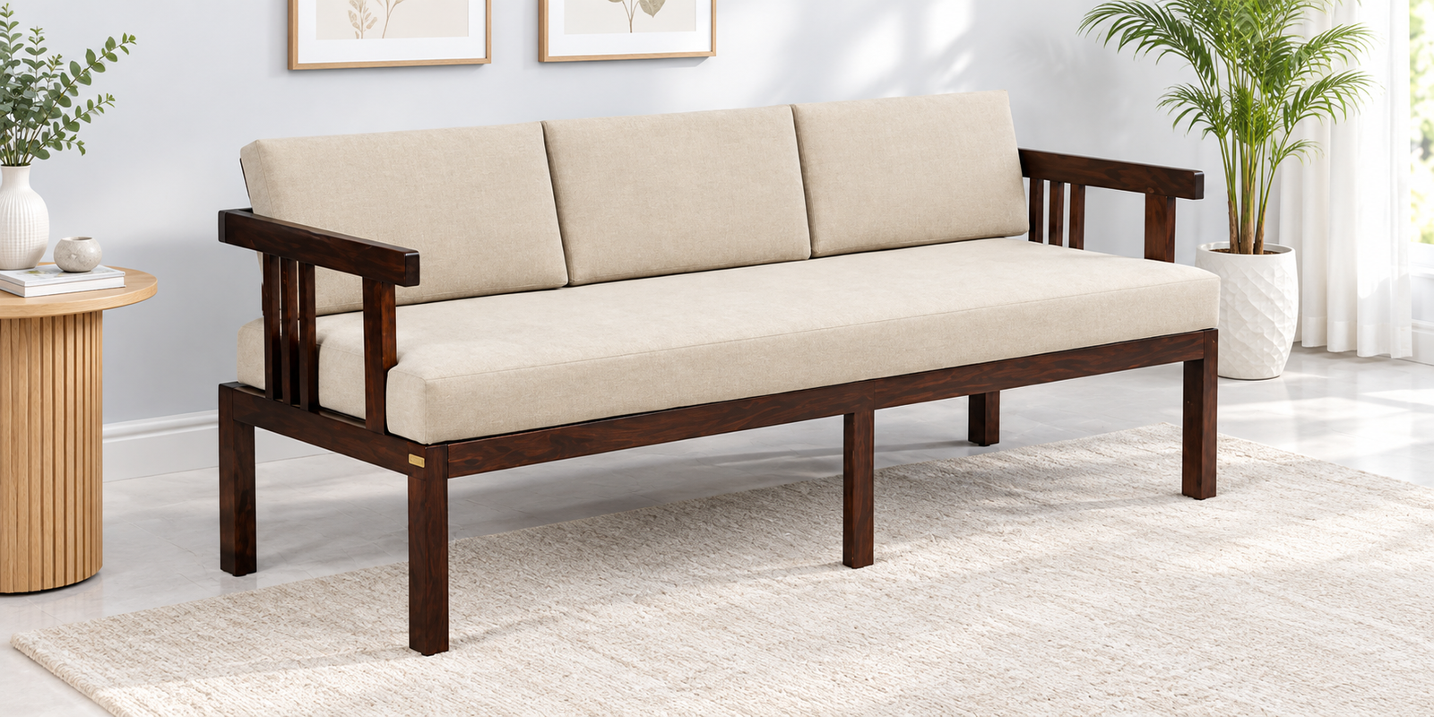 Royal Solid Sheesham Wood Traditional Style 3 Seater Sofa Set