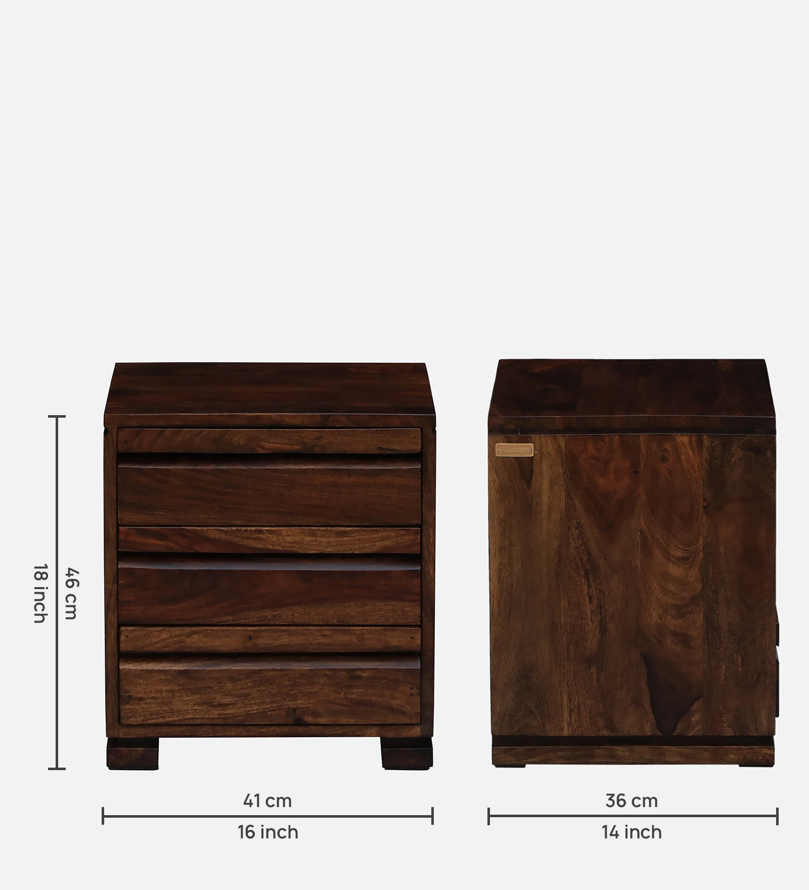 Rustic Natural Wood Bedside Storage Side Table - Image 3
