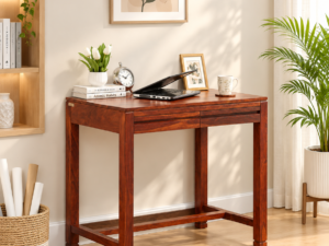 Rustic Sheesham Wood Study Table with Stylish Open Shelf