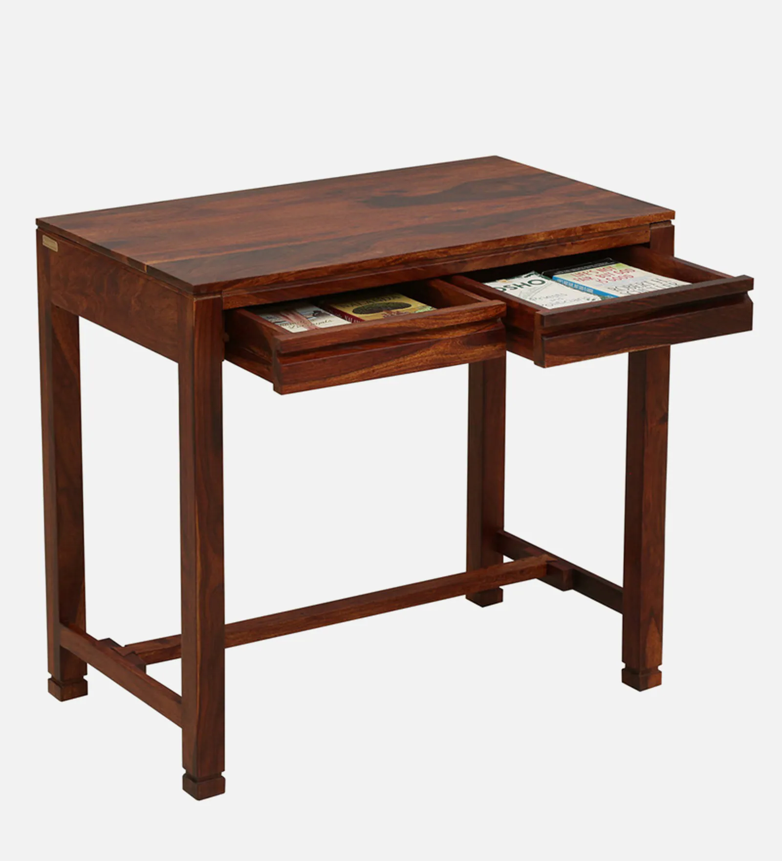 Rustic Sheesham Wood Study Table with Stylish Open Shelf - Image 2