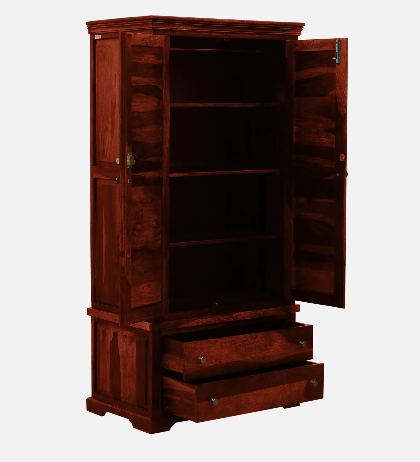 Timeless Solid Sheesham Wood 2 Door Storage Wardrobe - Image 3