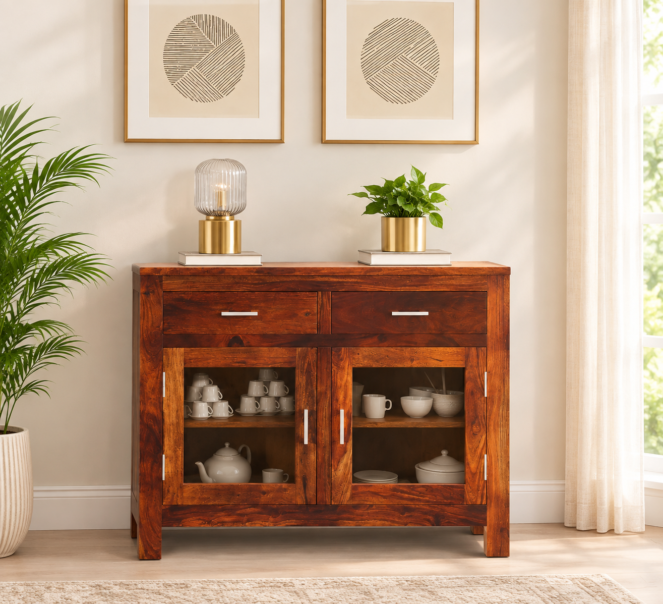 Traditional Solid Wood Dining Room Crockery Storage Cabinet