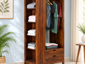 Traditional Solid Wood Single Door Clothing Storage Wardrobe